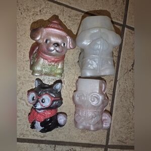 Lot Of 2 Planter Molds: Dog & Raccoon With Sweater & Scarf For Epoxy Resin